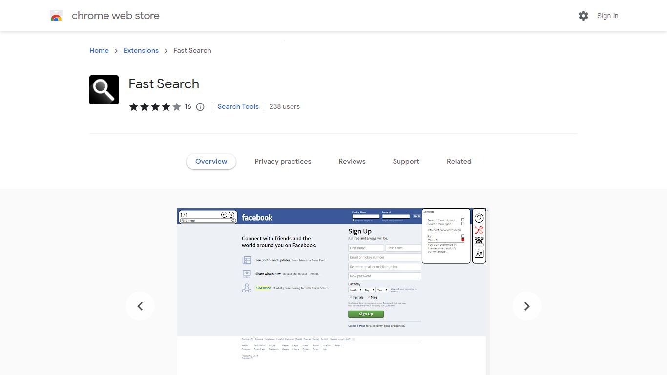 Fast Search - Chrome Web Store - Google Chrome